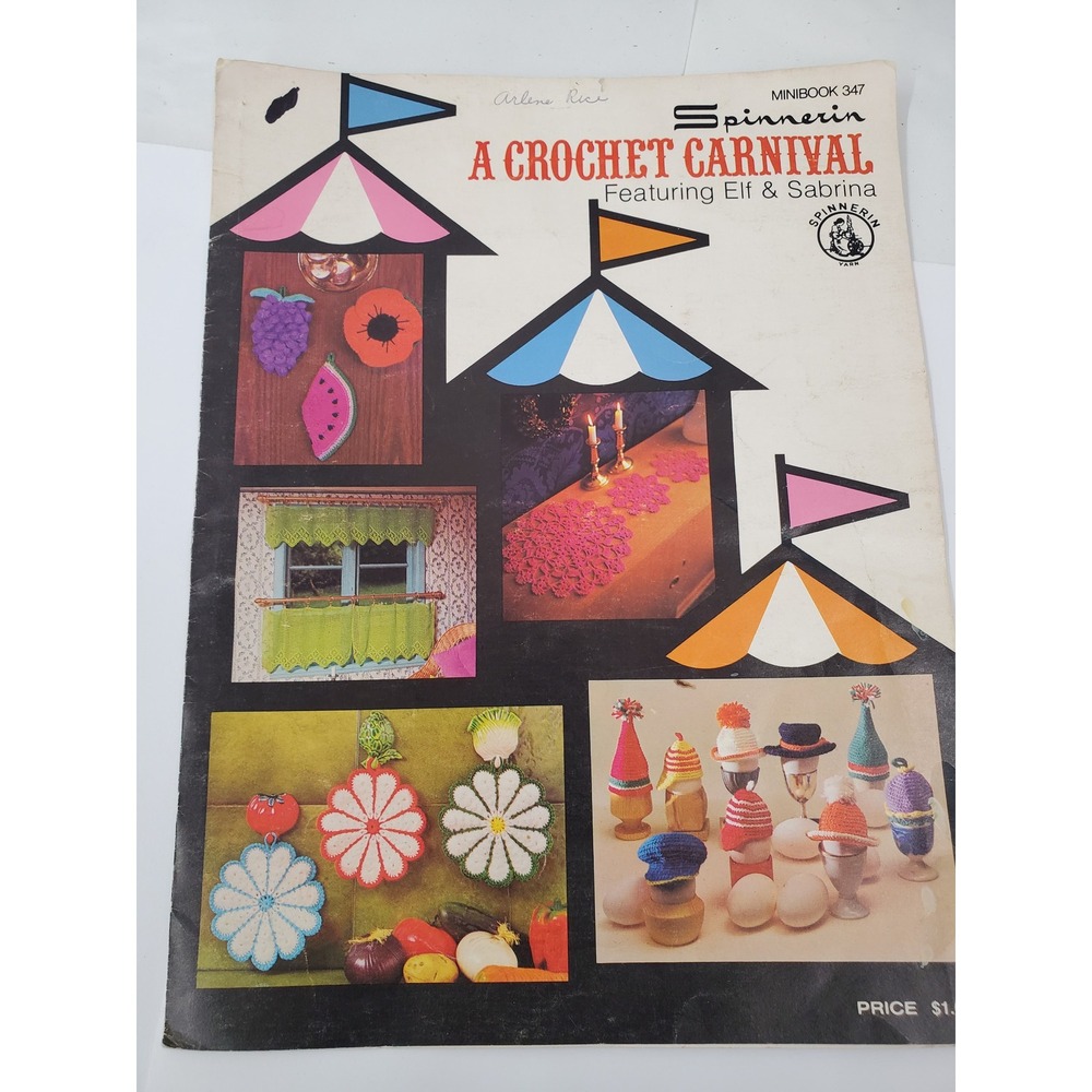 Vintage 1973 Spinnerin Crochet Carnival Pattern Booklet Minibook 347 Home Decor